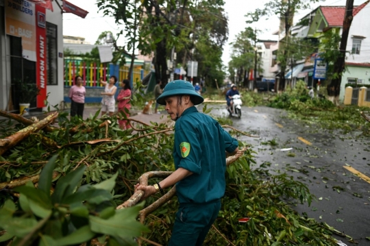 Pohon-Pohon Bertumbangan Usai Topan Molave Hantam Vietnam