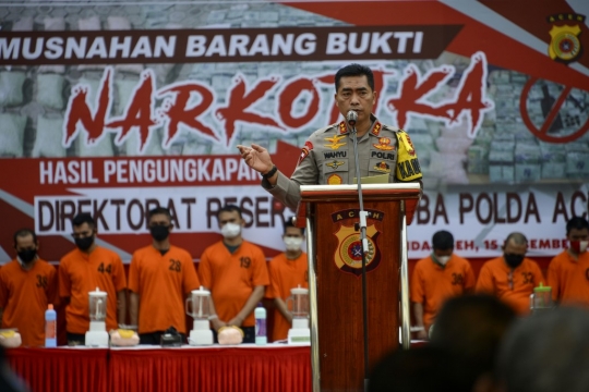 Polisi Banda Aceh Musnahkan Bahan Narkotika dengan Molen