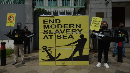 Serikat Buruh Migran Indonesia Gelar Aksi Stop Perbudakan di Kedubes China