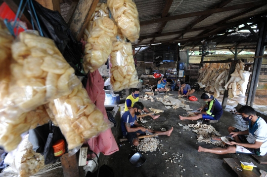 Pembuat Kerupuk Kulit Bertahan di Tengah Pandemi