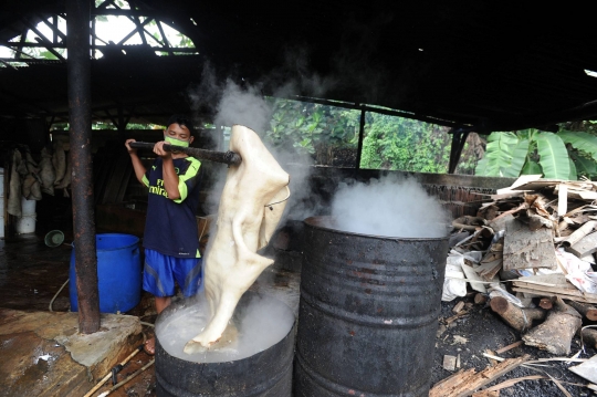 Pembuat Kerupuk Kulit Bertahan di Tengah Pandemi