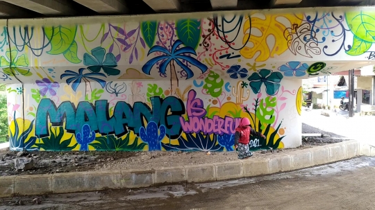 Karya Mural di Tembok Flyover Malang