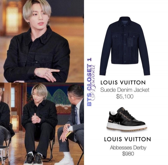 JK DAILYʲᵏ on X: [INFO] JUNGKOOK is wearing a Louis Vuitton Staples  Edition DNA Denim Jacket ($2,030) in 'You Quiz On The Block' Link:    / X