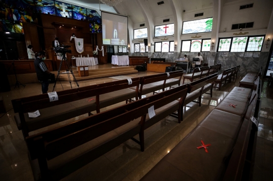 Suasana Ibadah Paskah dengan Protokol Kesehatan di GPIB Effatha