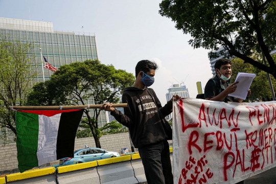 Aksi Tolak Penjajahan Palestina oleh Israel di Kedubes AS