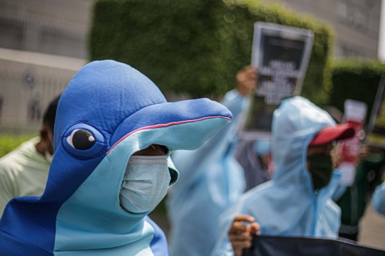 Peringati Hari Laut Sedunia, Demonstran Geruduk Kedubes Jepang