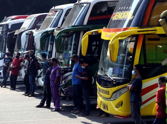 Puluhan Bus Pelanggar PPKM Darurat Diamankan Polda Metro