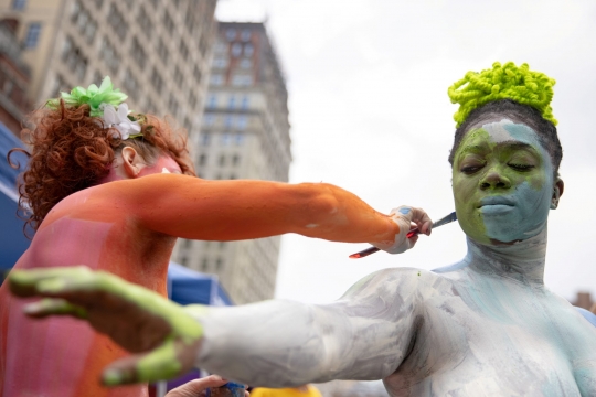 Penampilan Seniman dan Model dalam NYC Bodypainting Day