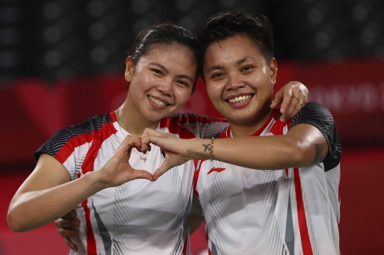 Selebrasi Greysia dan Apriyani Usai Kalahkan Ganda Putri China