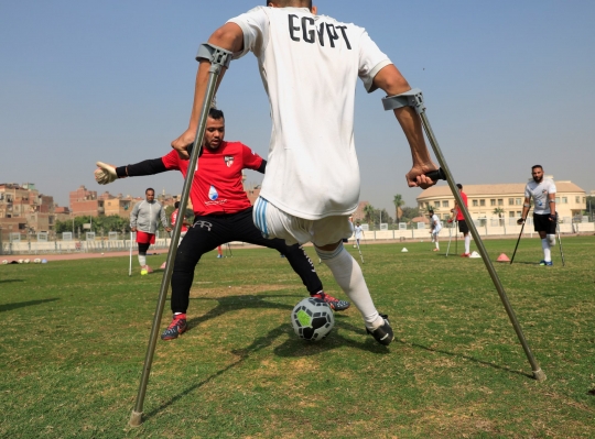 Semangat Tim Sepak Bola Amputasi Mesir Berlatih untuk Kejuaraan Dunia