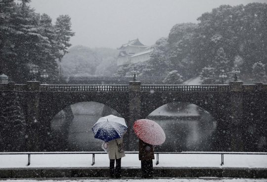 Suasana Tokyo di Bawah Rintik Salju