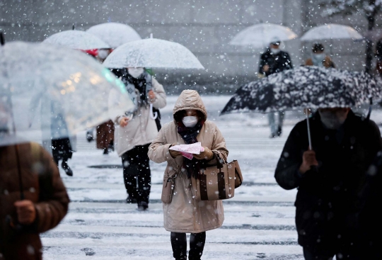 Suasana Tokyo di Bawah Rintik Salju