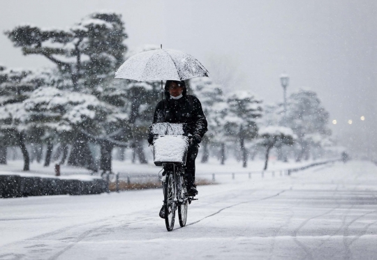 Suasana Tokyo di Bawah Rintik Salju