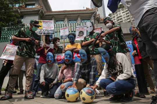 Massa Aliansi Mahasiswa Islam Demo Kedutaan Besar China Terkait Uighur