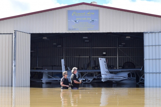 Penampakan Hanggar Pesawat di Australia Terendam Banjir