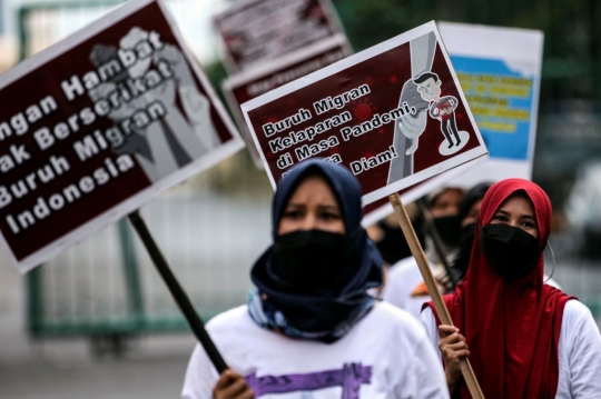 Aksi Buruh Migran Indonesia Tuntut Keadilan di Monas