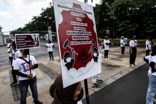 Aksi Buruh Migran Indonesia Tuntut Keadilan di Monas