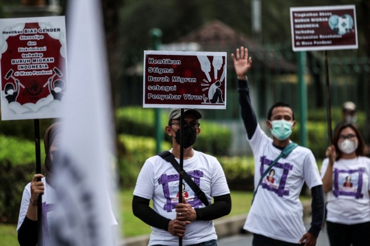 Aksi Buruh Migran Indonesia Tuntut Keadilan di Monas