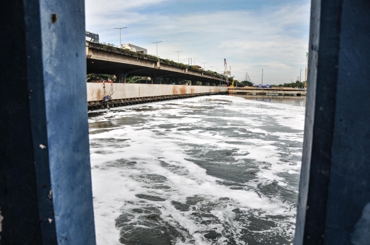 Limbah Busa Cemari Kali Ancol