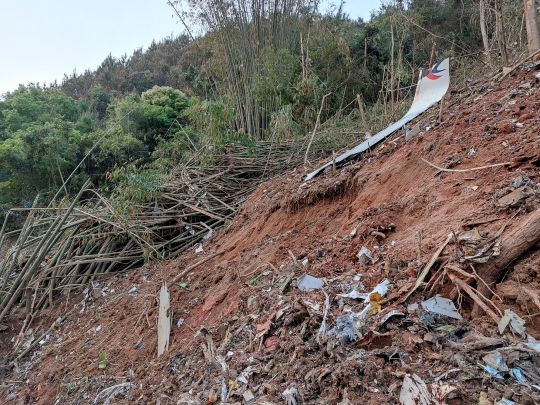 Penampakan Puing China Eastern Airlines yang Jatuh di Lereng Gunung