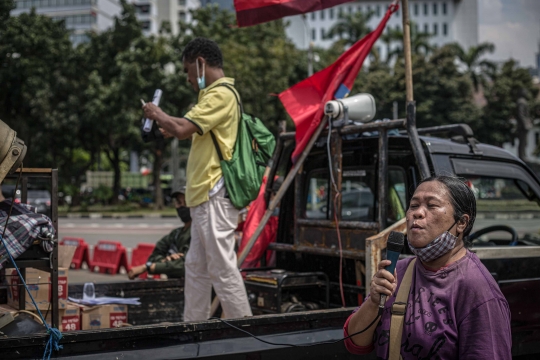 Aksi Demo Ibu-Ibu Terkait Mahalnya Harga Minyak Goreng