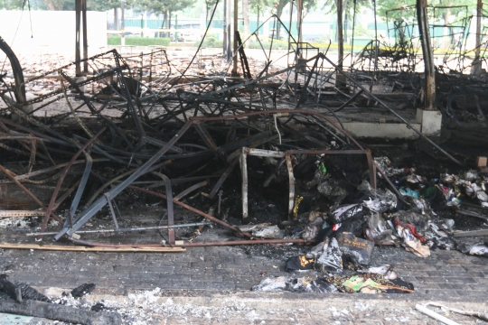 Kondisi 172 Kios Lenggang Jakarta di Monas Ludes Terbakar