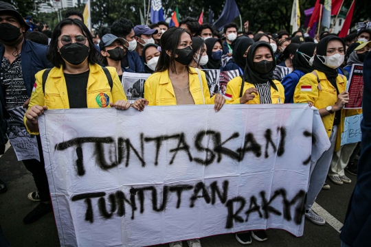 Demo di Patung Kuda, Mahasiswa Tolak Jabatan Presiden Tiga Periode