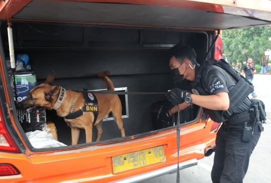 Antisipasi Peredaran Narkoba, Anjing Pelacak K9 Periksa Barang Pemudik