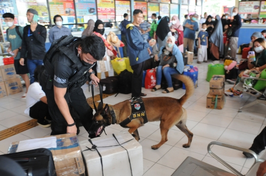 Antisipasi Peredaran Narkoba, Anjing Pelacak K9 Periksa Barang Pemudik