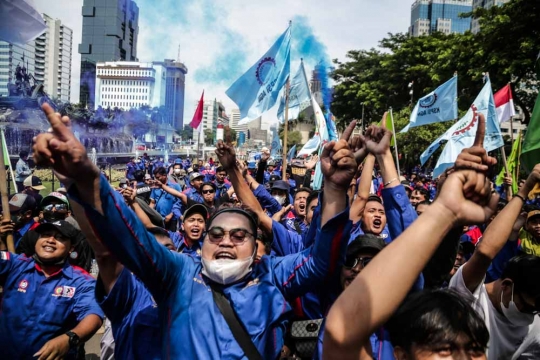 Aksi Buruh Peringati May Day di Kawasan Patung Kuda