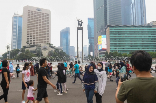 Pantauan Udara Saat Hari Bebas Kendaraan Bermotor di Bundaran HI