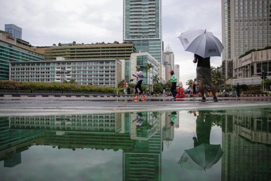 Antusias Warga Olahraga di CFD Usai Diguyur Hujan