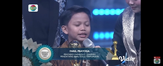 Gokil, Farel Prayoga Terpilih jadi Penyanyi Dangdut Pendatang Baru Solo Terpopuler