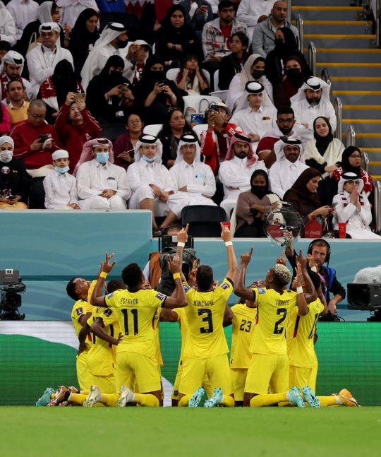 Selebrasi Timnas Ekuador Unggul 0-2 dari Tuan Rumah Qatar