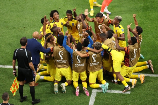 Selebrasi Timnas Ekuador Unggul 0-2 dari Tuan Rumah Qatar
