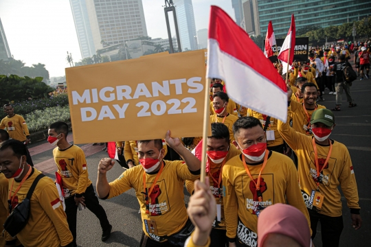 Buruh Padati Bundaran HI di Puncak Hari Migran Internasional 2022