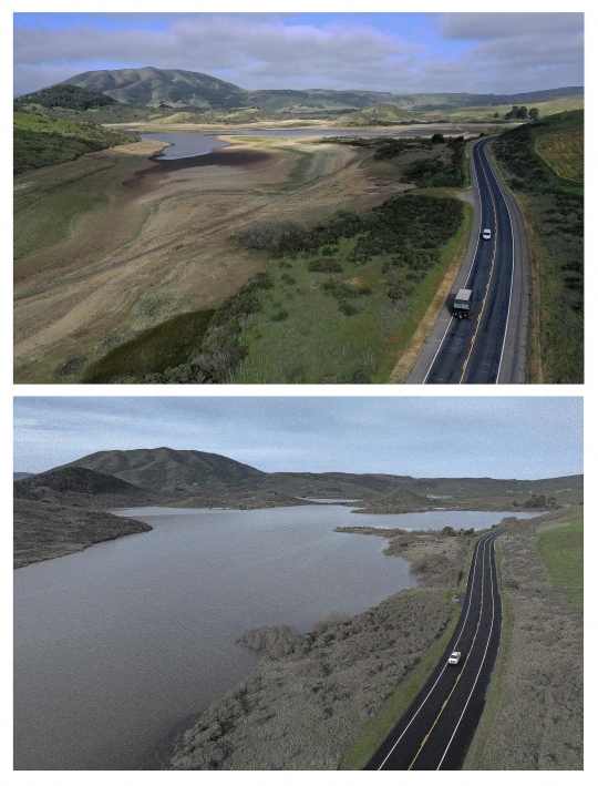Penampakan Waduk Kering di California Mendadak Penuh Lagi Akibat Cuaca Ekstrem