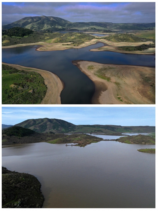 Penampakan Waduk Kering di California Mendadak Penuh Lagi Akibat Cuaca Ekstrem