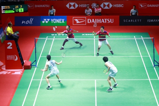 Aksi Ahsan-Hendra Menaklukkan Ganda Putra Jepang di Indonesia Masters 2023