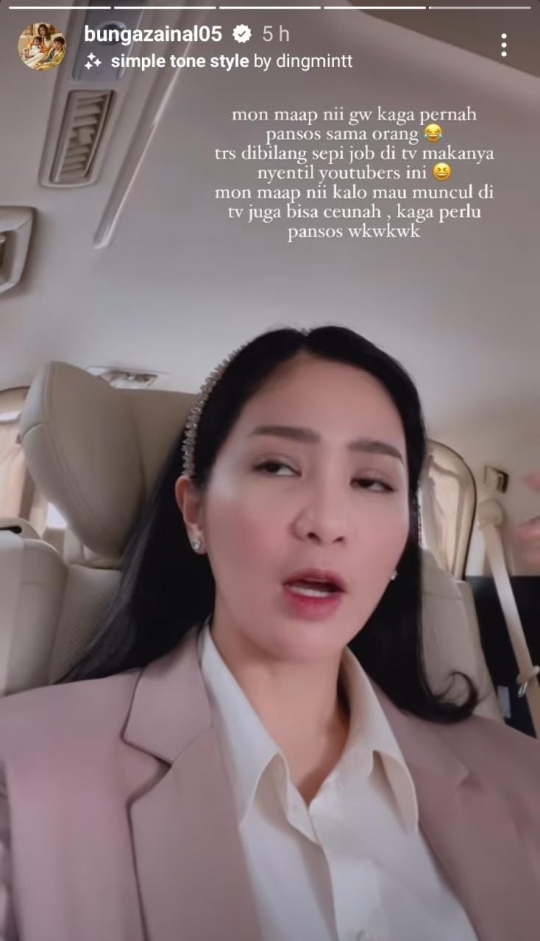 Bunga Zainal Dituding Pansos Usai Curhat YouTuber 'Star Syndrome': Kagak Perlu