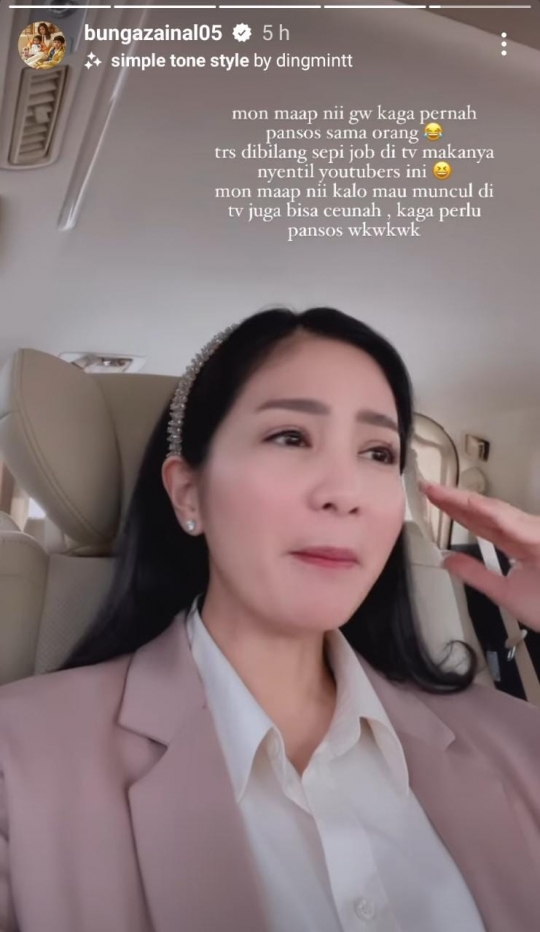 Bunga Zainal Dituding Pansos Usai Curhat YouTuber 'Star Syndrome': Kagak Perlu