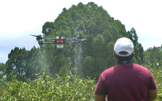 Inovasi Petani di Bogor Manfaatkan Drone untuk Siramkan Pupuk