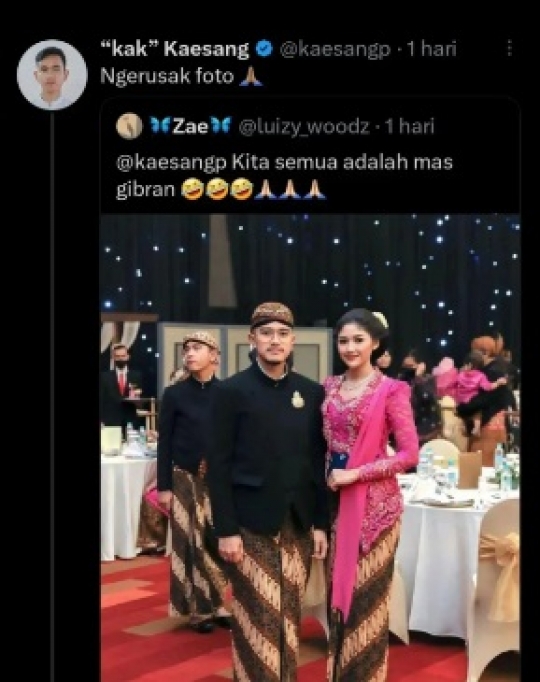 Kompilasi Editan Foto Kaesang, Istri dan Gibran Pakai Baju Adat, Ada yang Bikin Kaget