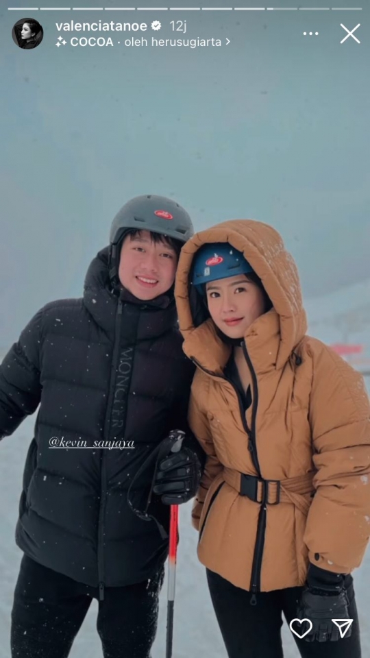 Potret Honeymoon Valencia Tanoe & Kevin Sanjaya di Swiss, Main Ski Berdua