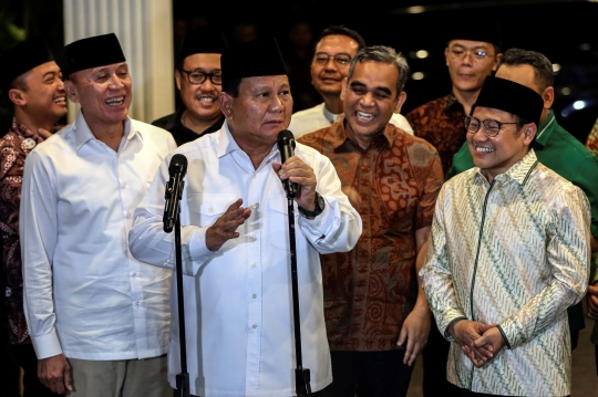 Prabowo dan Cak Imin Semringah Halalbihalal di Kertanegara