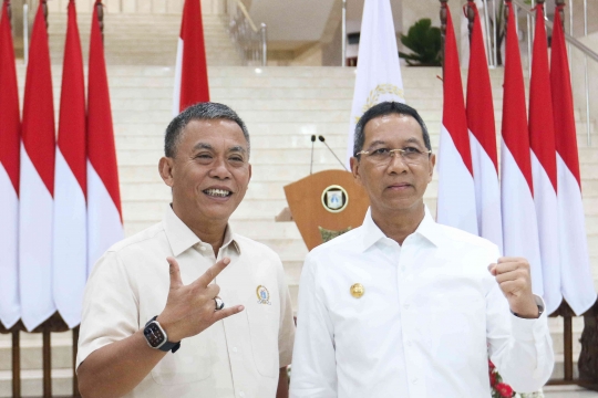 Kemesraan Heru Budi dan Prasetyo Edi di Acara Silaturahmi Forkopimda DKI