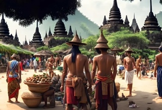 Penampakan Candi Borobudur, Alam & Masyarakat Tahun 830 Versi AI, Indah Bukan Main