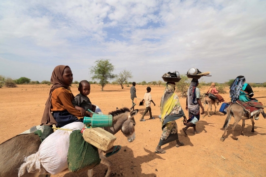 Perjuangan Warga Sudan Melarikan Diri dari Konflik Naik Keledai