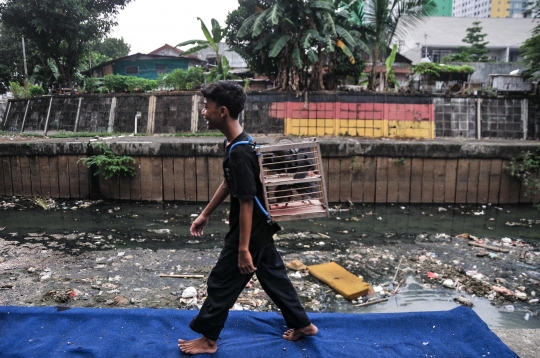 Bermain Burung di Bantaran Kali Ciliwung