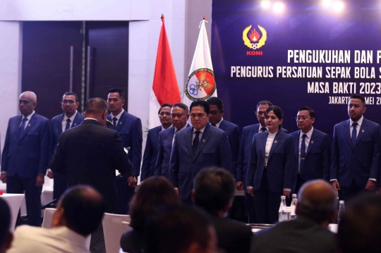 Pada momen tersebut Erick Thohir dan jajaran pengurus baru PSSI mengucap ikrar yang dibacakan oleh Ketua Umum KONI Letjen (Purn) Marciano Norman.